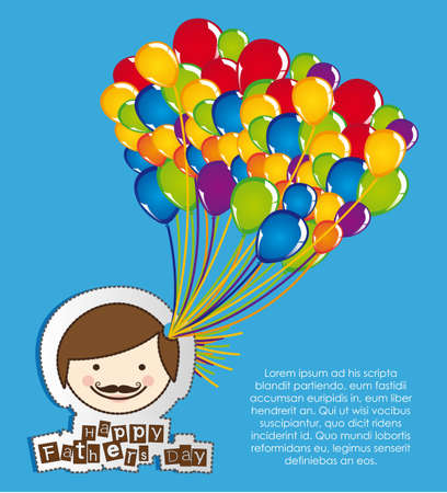 father face with balloons over blue background. vector illustrationのイラスト素材