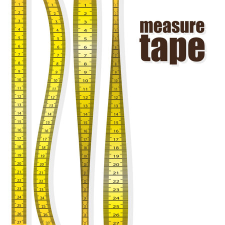 Measure tapes in different positions isolated on white background. vector illustrationのイラスト素材