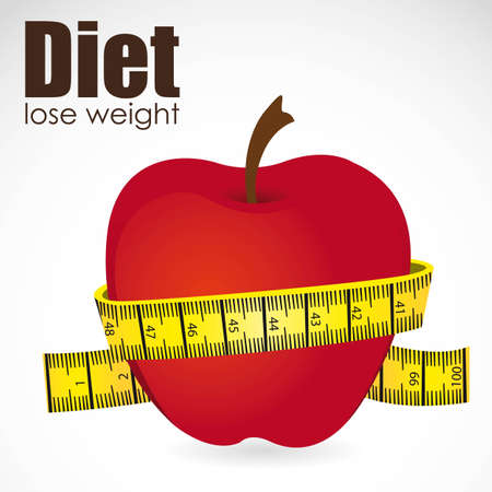 illustration of measuring tape around  red appleのイラスト素材