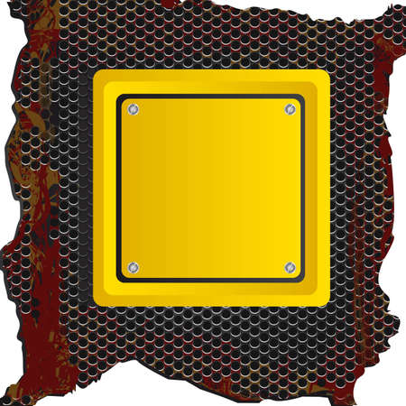 square yellow sign over rusty background. illustrationのイラスト素材