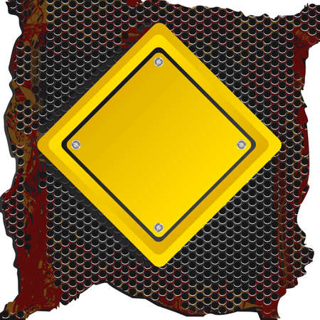 rhombus yellow sign over rusty background. illustrationのイラスト素材