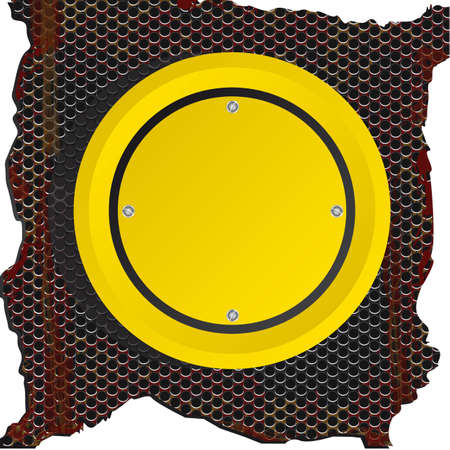 circle yellow sign over rusty background.のイラスト素材