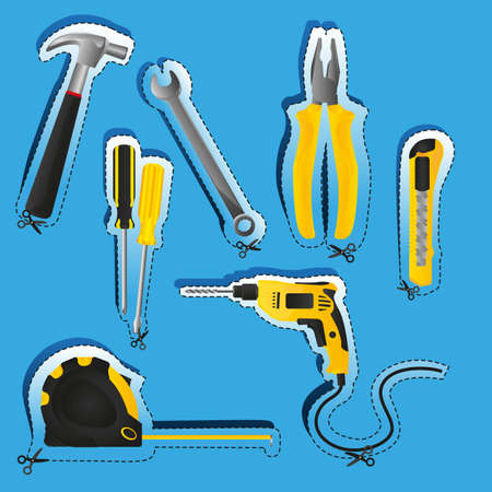 Labels of tools with cutting linesのイラスト素材