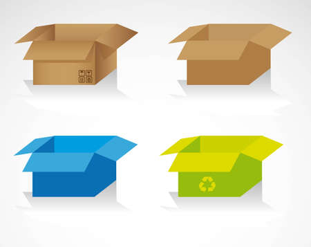 set of colored cardboard boxes isolated on white backgroundのイラスト素材