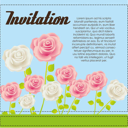 Invitation card with colorful roses, vector illustrationのイラスト素材