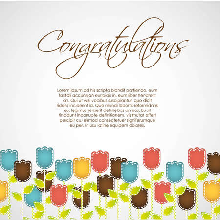 Greeting card with colorful flowers, vector illustrationのイラスト素材