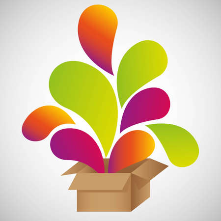 Color drops out of cardboard boxes, vector illustrationのイラスト素材