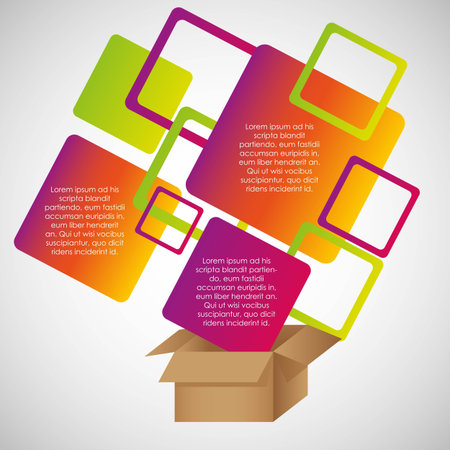Colored rectangles out of cardboard boxes, with space for text, vector illustrationのイラスト素材