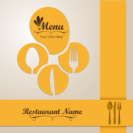 Elegant card for restaurant menu, with spoon, knife and fork vector illustrationのイラスト素材