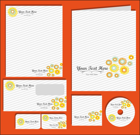 Set of material corporate image. contains, on, letterhead, folders, business card , cd label, vector illustrationのイラスト素材