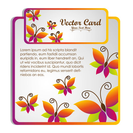 Modern square text with buttefly isolated on white background, vector illustrationのイラスト素材