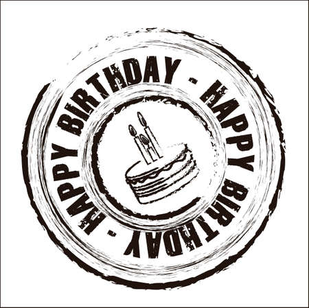 Birthday round seal with different icons, vector illustrationのイラスト素材