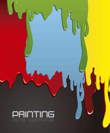 color illustrations paint dripping on black background, vector illustrationのイラスト素材