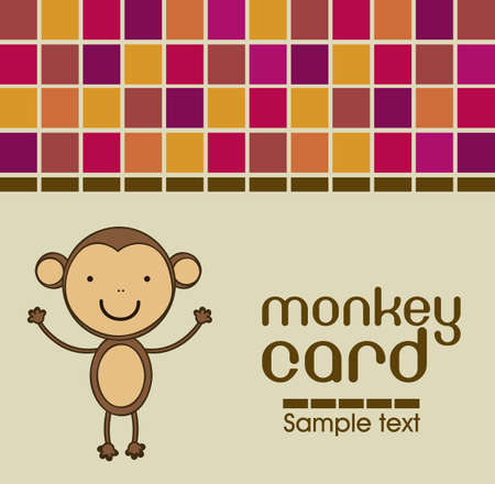 Cute monkey card with colorful mosaics, vector illustrationのイラスト素材