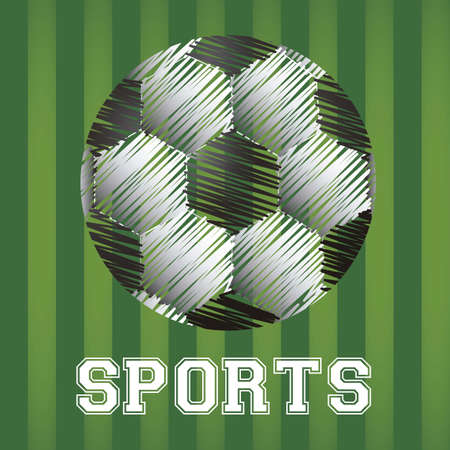 illustration of soccer ball in scratches on a background of green linesのイラスト素材