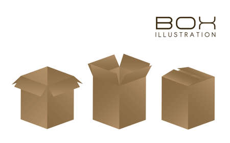 illustration of brown boxes on white background illustrationのイラスト素材