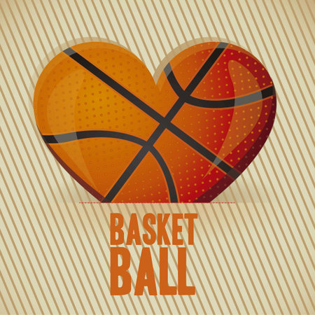 illustration of basketball heart on a background of  lines  illustrationのイラスト素材