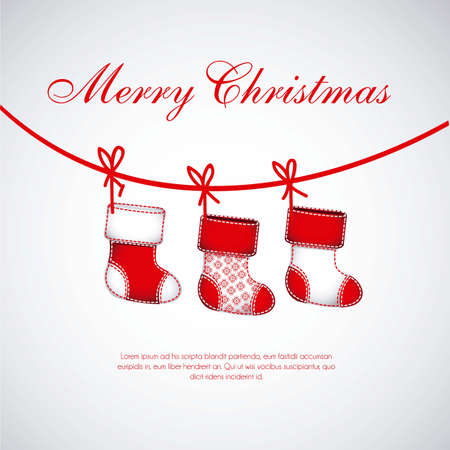 Illustration of  Red Christmas stockings on white backgroundのイラスト素材