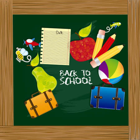 illustration back to school, with school elements on boardのイラスト素材