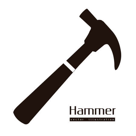 Illustration of silhouette of a hammer isolated on white background, tools, illustrationのイラスト素材
