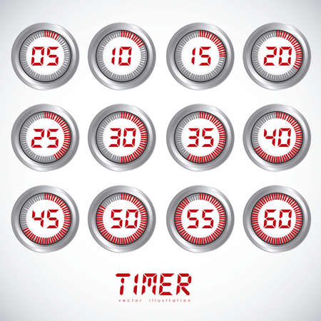 illustration of timers with different times, vector illustrationのイラスト素材