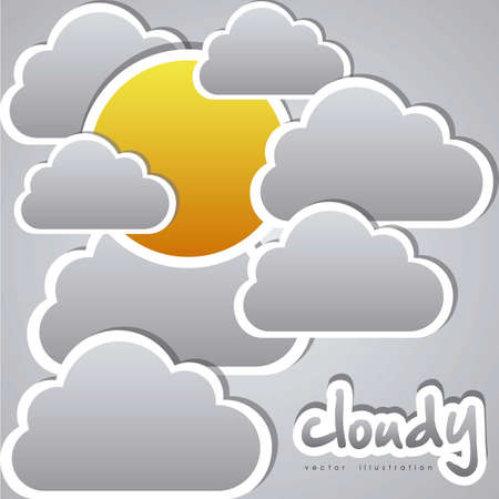 illustration of clouds on a cloudy sky, vector illustrationのイラスト素材