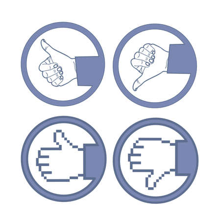 Illustration of hand with thumb up and down, vector illustrationのイラスト素材