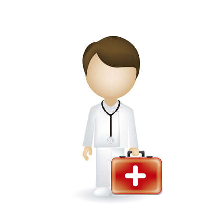 illustration of a doctor isolated on blue background, vector illustrationのイラスト素材