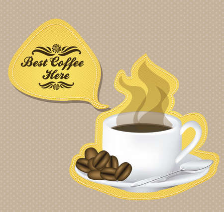 Illustration of a cup of steaming coffee on plate, vector illustrationのイラスト素材