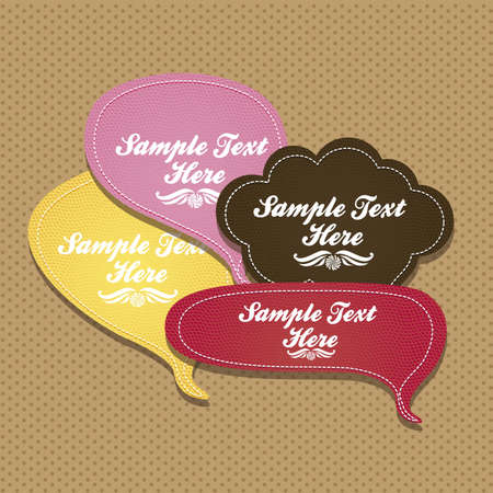 illustration of text balloons with leather texture, vector illustrationのイラスト素材