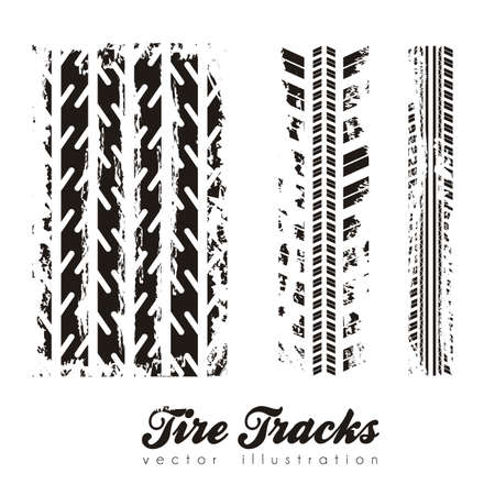 illustration of tire marks on white background, vector illustrationのイラスト素材