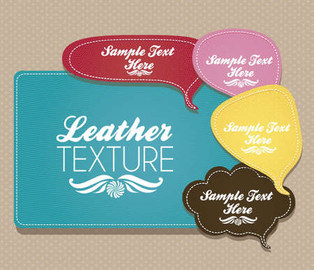 illustration of text balloons with leather texture, vector illustrationのイラスト素材