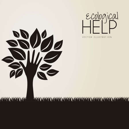 Illustration recycling, hand forming a tree with leaves, helping nature, vector illustrationのイラスト素材