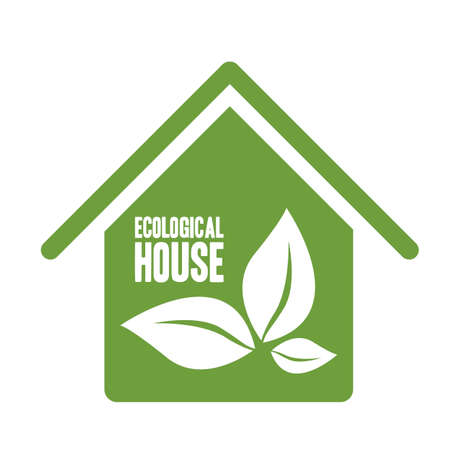 Illustration recycling, ecological house with leaves, vector illustrationのイラスト素材