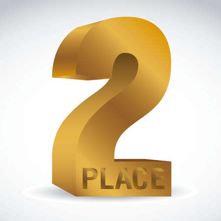 illustration of number two, second bronze color, vector illustrationのイラスト素材