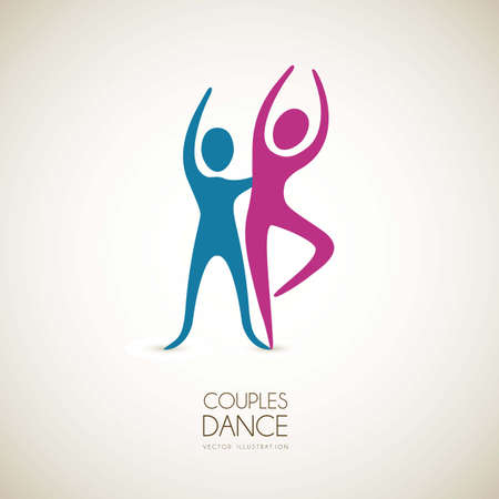 Illustration of couples dance positions, vector illustrationのイラスト素材