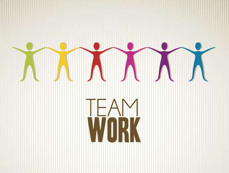 silhouette of many people together, teamwork, union, vector illustrationのイラスト素材