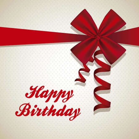 illustration of birthday with red ribbon, vector illustrationのイラスト素材