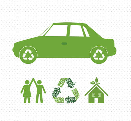 Recycle illustration of silhouettes isolated on dotte background, vector illustrationのイラスト素材