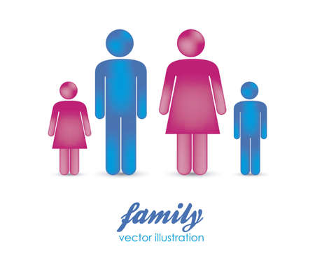 Illustration of silhouettes of people that make a family, vector illustrationのイラスト素材