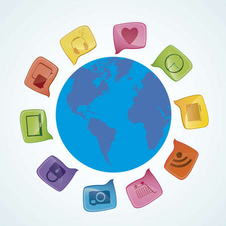 Illustration of icons of social networking, connectivity, networking, sharing, vector illustrationのイラスト素材