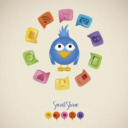 Illustration of icons of social networking, connectivity, networking, sharing, vector illustrationのイラスト素材