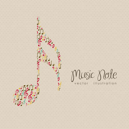 Illustration of musical notes forming a larger note, music, sound, vector illustrationのイラスト素材