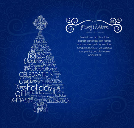 Christmas tree, made with allusive texts , vector illustrationのイラスト素材