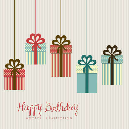 Illustration of gift boxes hanging on, made with patterns, vector illustrationのイラスト素材