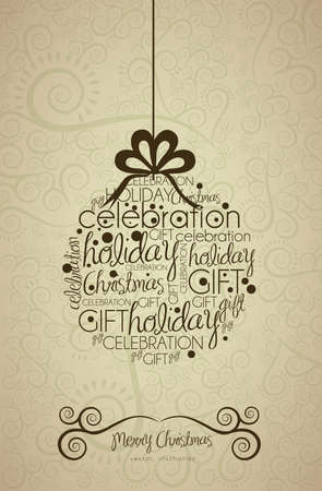 Christmas ball hanging on, with arabesques, vector illustrationのイラスト素材