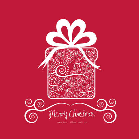 Christmas gift illustration with arabesques and bow, vector illustration のイラスト素材