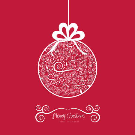Christmas ball hanging on, with arabesques, vector illustrationのイラスト素材