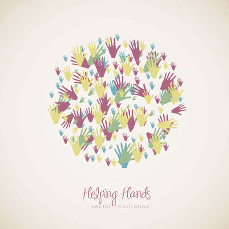 illustration of many color hands, concept of diversity, vector illustrationのイラスト素材