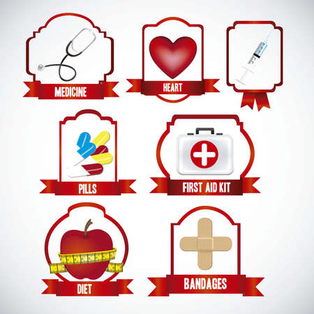 illustration of icons for medicine, with different tools, vector illustrationのイラスト素材